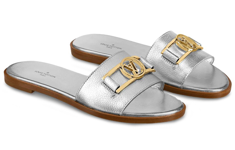 Lookbook (W) Louis Vuitton Lock It Flat Mule 'Kulit Anak Lembu Perak Metalik' 1A880C