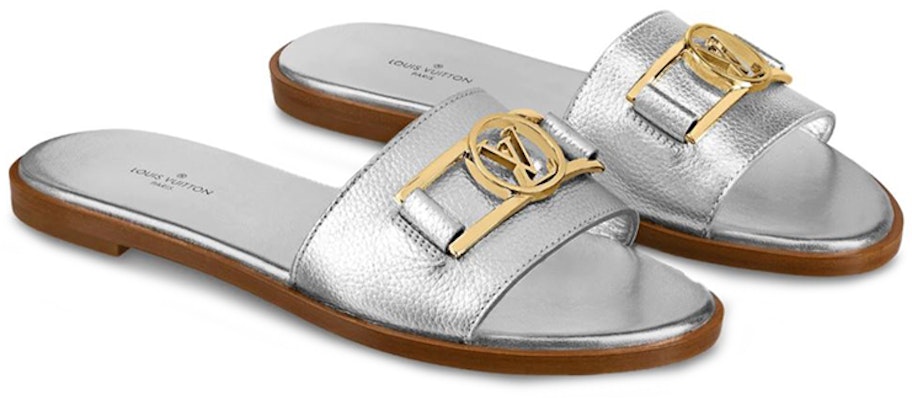(Women) Louis Vuitton Lock It Flat Mule 'Metallic Calfskin Silver' 1A880C Lookbook (Women) Louis Vuitton Lock It Flat Mule 'Metallic Calfskin Silver' 1A880C