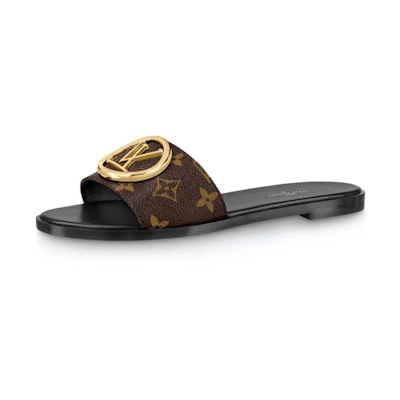 (W) LV Lock It Monogram 'Canvas Coated' Slipper