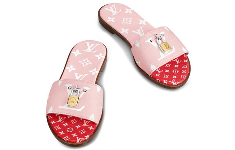 Shop (W) 路易威登粉色Monogram帆布Lock It鞋 1A5817