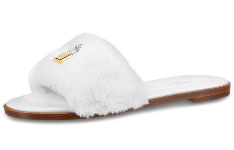 (Women) Louis Vuitton Lock It Slide 'Faux Fur White' 1A4Y3K