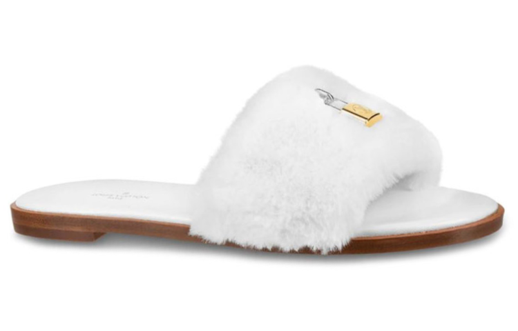 Order (W) Louis Vuitton Lock It Slide 'Bulu Tiruan Putih' 1A4Y3K