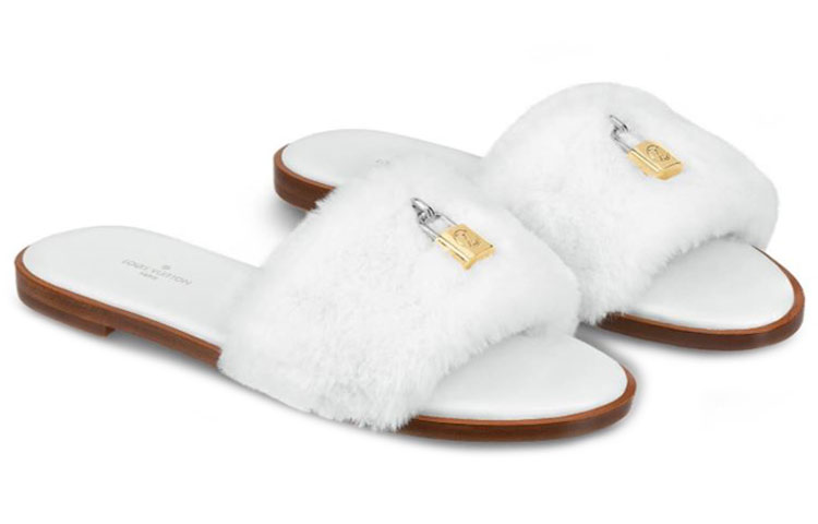 Lookbook (W) Louis Vuitton Lock It Slide 'Bulu Tiruan Putih' 1A4Y3K