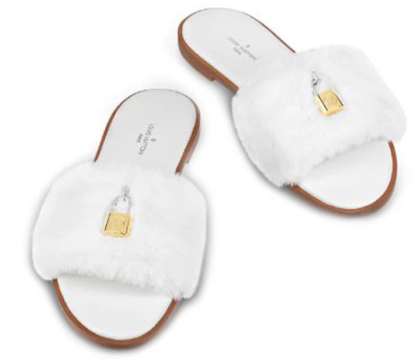 (W) Louis Vuitton Lock It Slide 'Bulu Tiruan Putih' 1A4Y3K Shop (W) Louis Vuitton Lock It Slide 'Bulu Tiruan Putih' 1A4Y3K