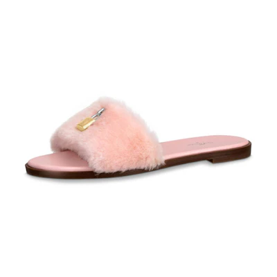 (W) LV Lock It Slide 'Pink Faux Fur'