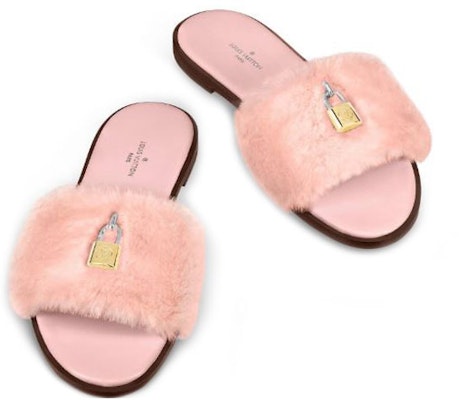 (Women) Louis Vuitton Lock It Slide 'Pink Faux Fur' 1A4Y2Q Shop (Women) Louis Vuitton Lock It Slide 'Pink Faux Fur' 1A4Y2Q
