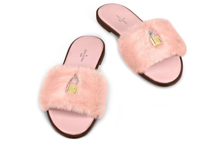 Shop (W) Louis Vuitton Lock It Slide ''Fourrure Synthétique Rose'' 1A4Y2Q