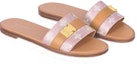 Shop (W) Louis Vuitton Lock It Slides 'Merah Jambu Monogram dengan Coklat' 1ABV19