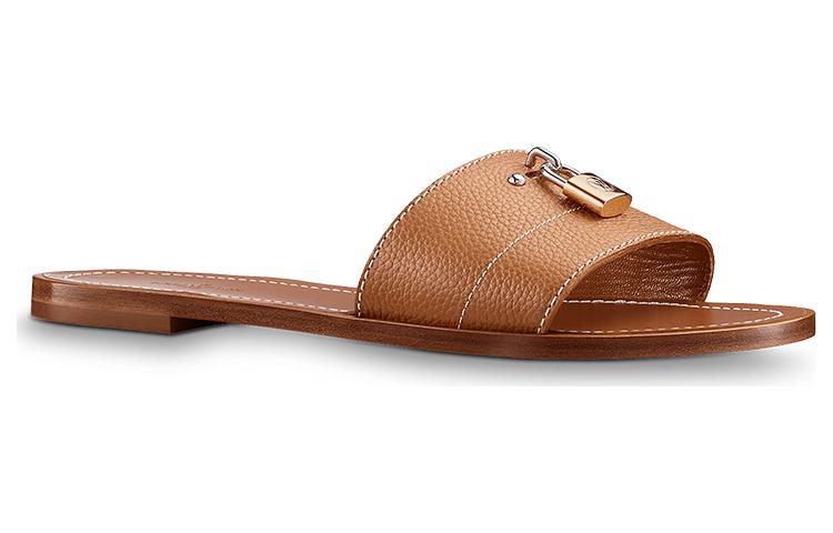 Order 路易威登 Lock It 舒適舒適 女款一字拖鞋 棕色