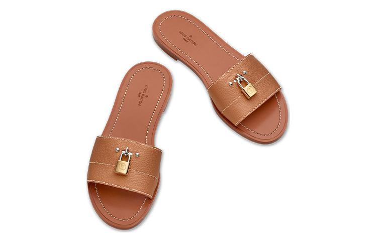 Lookbook 路易威登 Lock It 舒適舒適 女款一字拖鞋 棕色