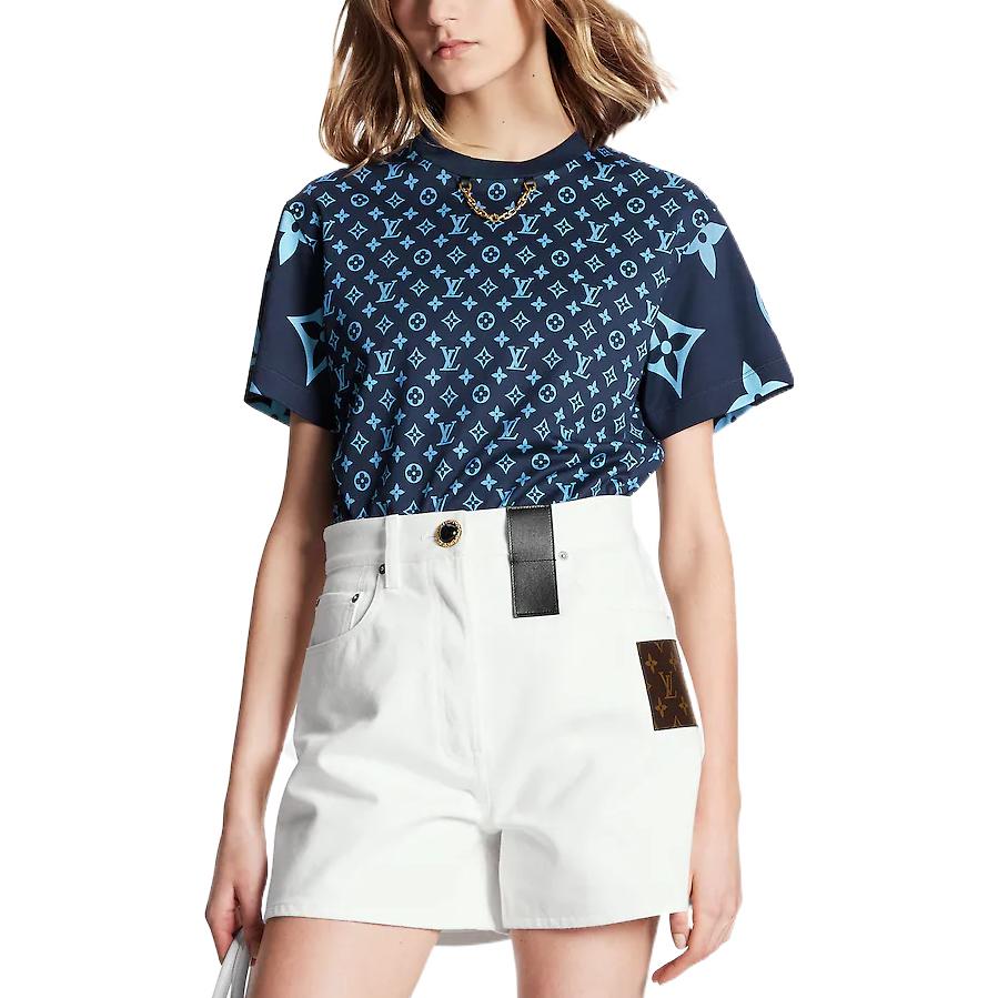 Purchase (W) 路易威登 女裝藍色Logo鏈條印花圓領上衣 FW22 休閒T恤 1AA9WA