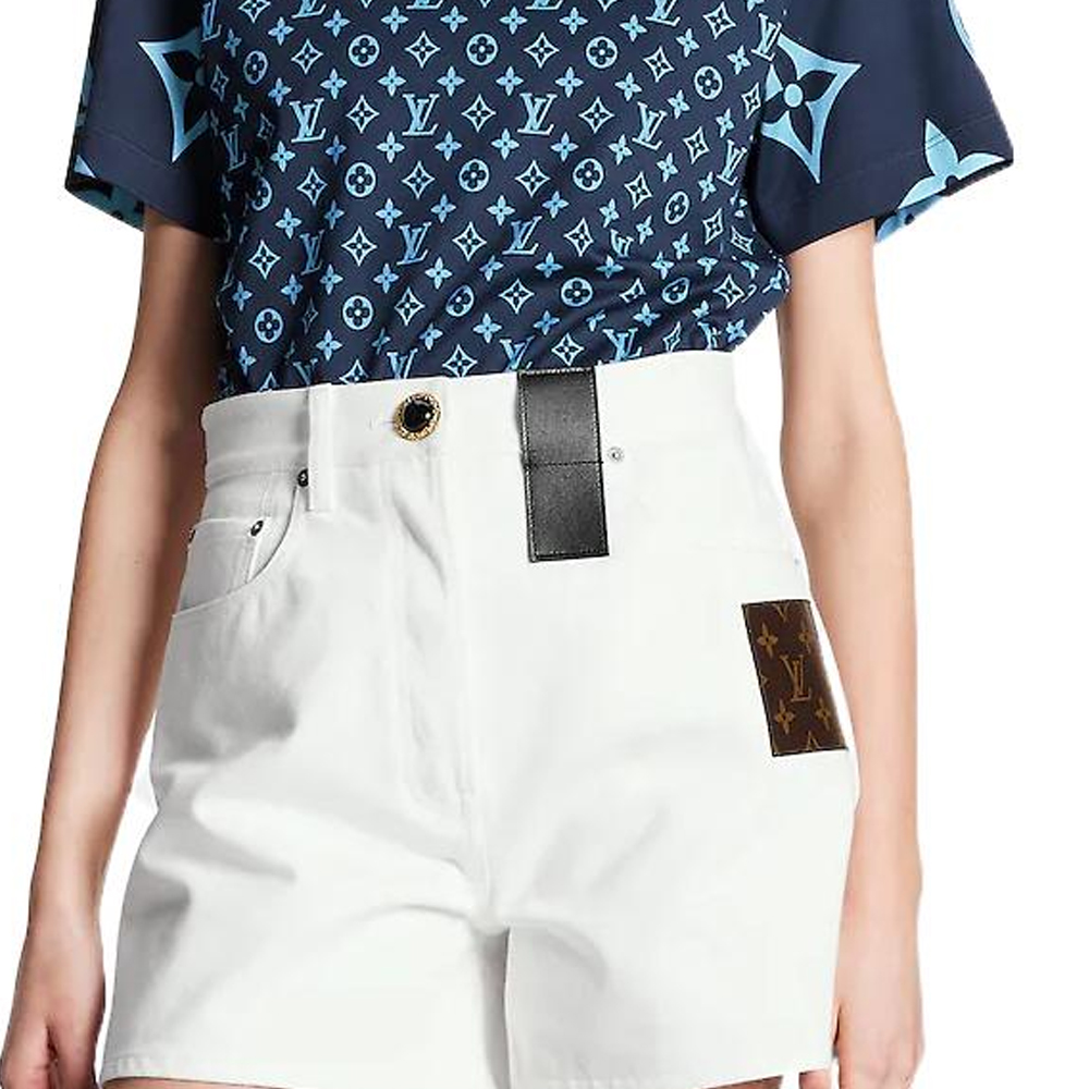 Sizing (W) 路易威登 女裝藍色Logo鏈條印花圓領上衣 FW22 休閒T恤 1AA9WA