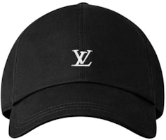 (Women) Louis Vuitton Logo Design Black Cotton Baseball Cap M5154M (Women) Louis Vuitton Logo Design Black Cotton Baseball Cap M5154M