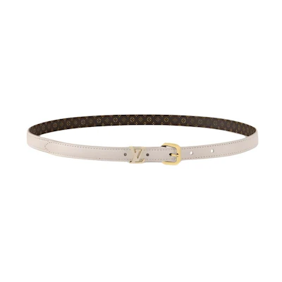 (Women) LOUIS VUITTON Logo Design Coated Canvas Leather Belt Cream 15CM Wide M8941U