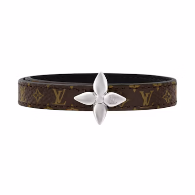(Women) Louis Vuitton Logo Design Leather Metal Bracelet Women’s Brown. M4187