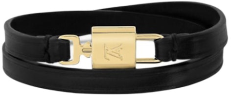 (Women) Louis Vuitton Logo Design Leather Metal Bracelet Black. M4206 (Women) Louis Vuitton Logo Design Leather Metal Bracelet Black. M4206