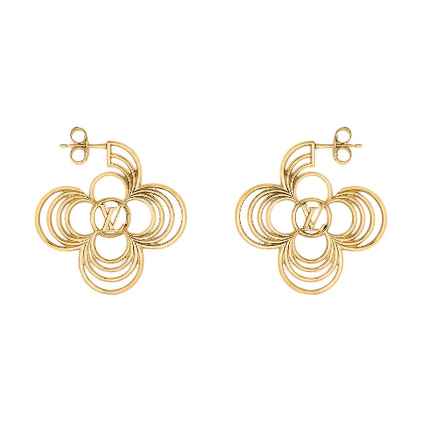 (Women) Louis Vuitton Logo Design Metal Earrings Gold for Women M02675