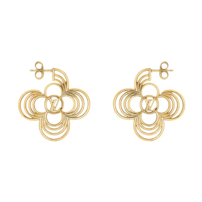 (Women) Louis Vuitton Logo Design Metal Earrings Gold for Women M02675