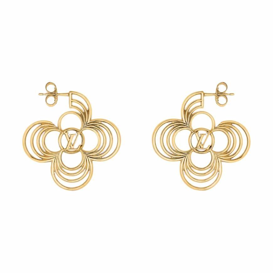 (Women) Louis Vuitton Logo Design Metal Earrings Gold for Women M02675 圖 2