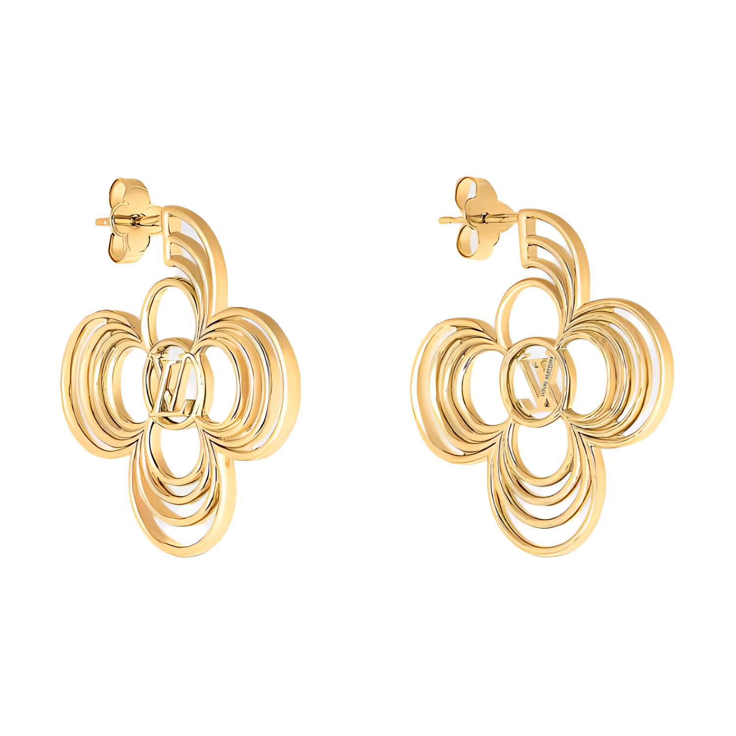 (Women) Louis Vuitton Logo Design Metal Earrings Gold for Women M02675 圖 3
