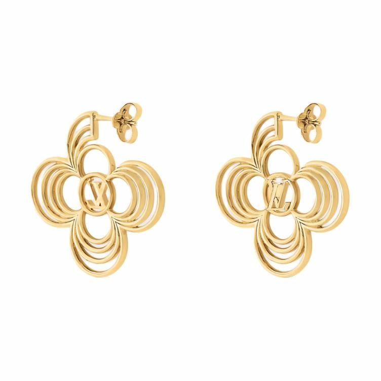 (Women) Louis Vuitton Logo Design Metal Earrings Gold for Women M02675 圖 4