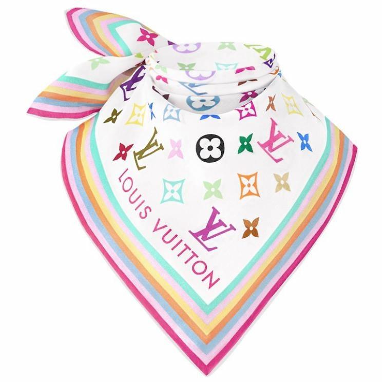 (Women) Louis Vuitton Logo Design Silk Cotton Scarf  White M96205 圖 3