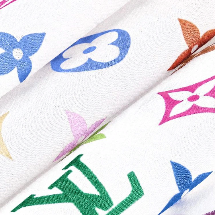 (Women) Louis Vuitton Logo Design Silk Cotton Scarf  White M96205 圖 4