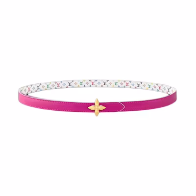(Women) LOUIS VUITTON Logo Design White Leather Coated Canvas Belt 1.5CM M8992W