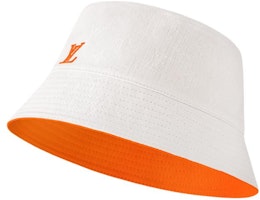 (Women) LOUIS VUITTON Logo Embroidered Cotton Orange Bucket Hat for Women. m7391l (Women) LOUIS VUITTON Logo Embroidered Cotton Orange Bucket Hat for Women. m7391l