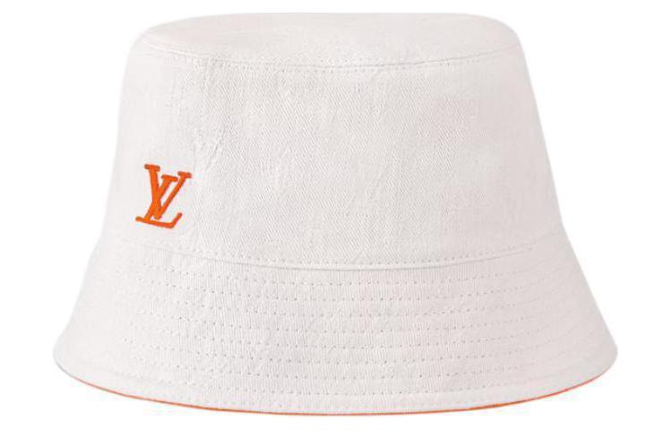 Lookbook (Women) LOUIS VUITTON Logo Embroidered Cotton Orange Bucket Hat for Women. m7391l