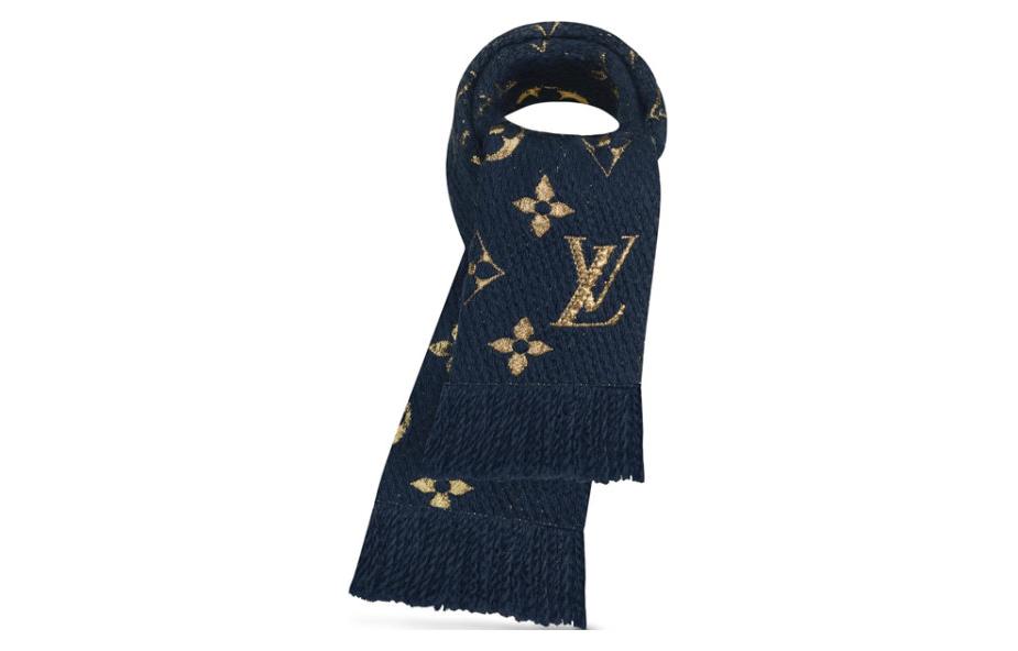 (Women) LOUIS VUITTON Logo Embroidered Warm Knit Scarf Blue  Edition M70815 圖 2