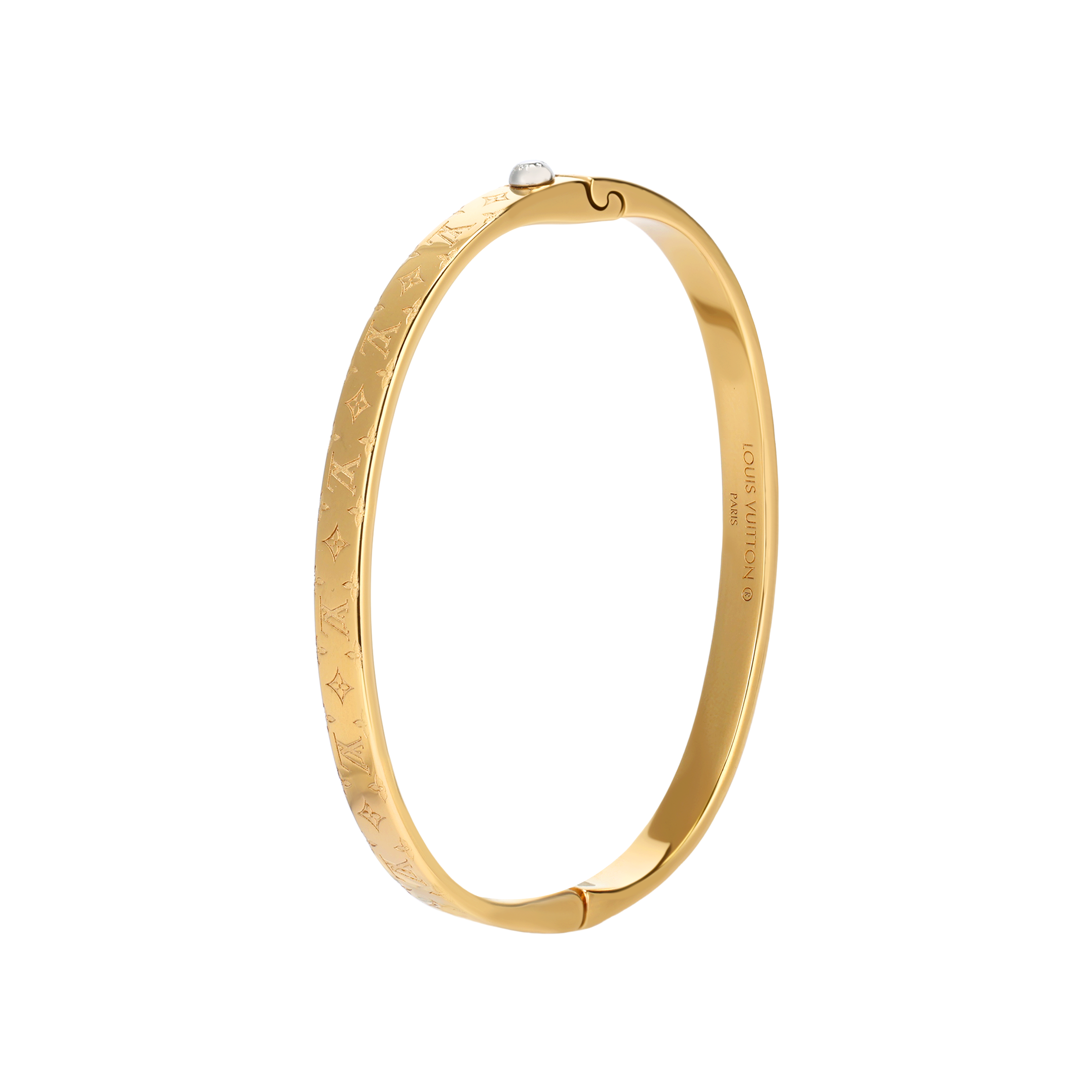 (Women) LOUIS VUITTON Logo Engraved Metal Bracelet  Gold. M1029M