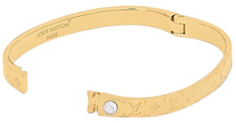 (W) 路易威登 金色金屬刻紋標誌手鍊 M1029M Shop (W) 路易威登 金色金屬刻紋標誌手鍊 M1029M