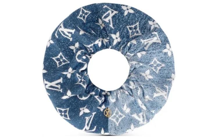 (Women) LOUIS VUITTON Logo Hair Tie  Blue M77439