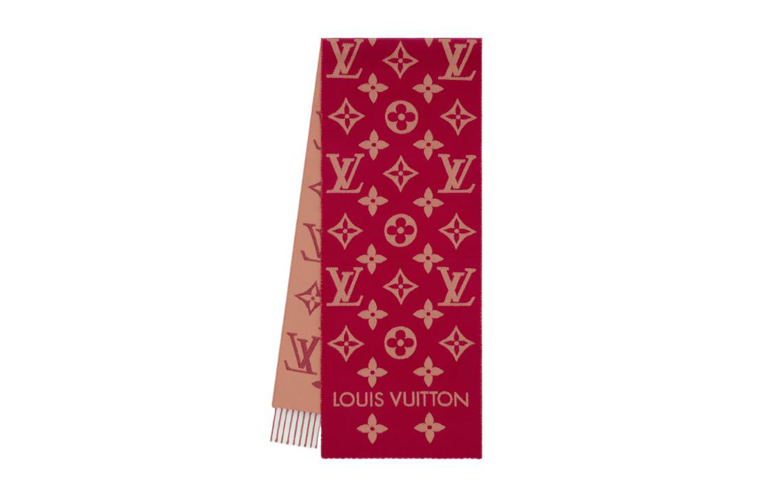 (Women) Louis Vuitton Logo Jacquard Fringe Scarf Red -  Accessories M79502 圖 2