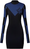 (Women) LOUIS VUITTON Logo Jacquard Knit Long-Sleeve Dress Women’s Blue 1AC1NE (Women) LOUIS VUITTON Logo Jacquard Knit Long-Sleeve Dress Women’s Blue 1AC1NE