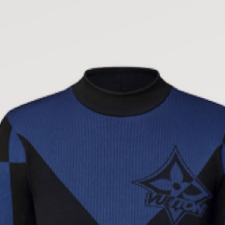 Sizing (W) LOUIS VUITTON Gaun Lengan Panjang Jacquard Logo Wanita Biru 1AC1NE