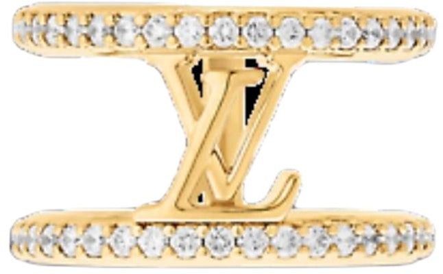 (W) Cincin Emas Louis Vuitton Wanita Gaya Huruf Logo dengan Kristal. M1463S Buy (W) Cincin Emas Louis Vuitton Wanita Gaya Huruf Logo dengan Kristal. M1463S