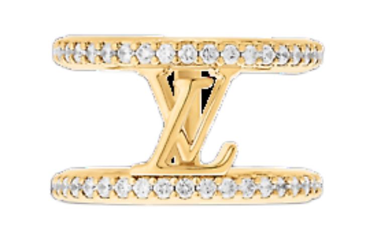 Order (W) Cincin Emas Louis Vuitton Wanita Gaya Huruf Logo dengan Kristal. M1463S