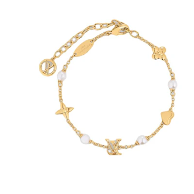 (Women) LOUIS VUITTON Logo Metal Bracelet Gold M1105A