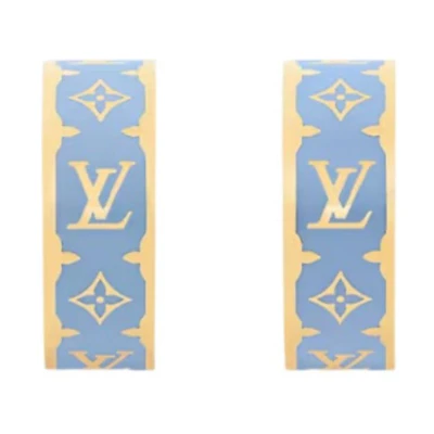 (Women) LOUIS VUITTON Logo Metal Enamel Earrings Blue M01832