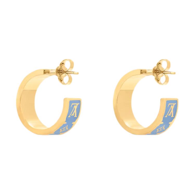 Shop (W) 루이 비통 로고 메탈 에나멜 이어링 블루 M01832