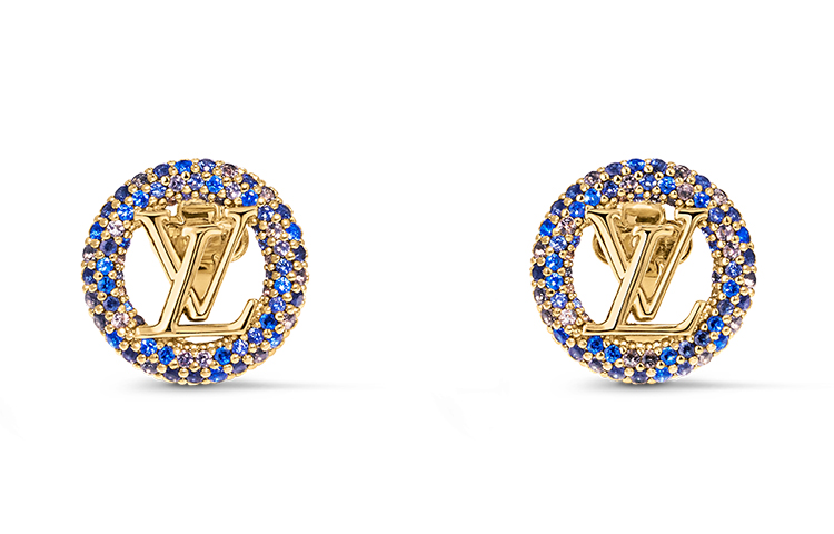 (Women) LOUIS VUITTON Logo Metal Rhinestone Earrings  Blue M01454 圖 2