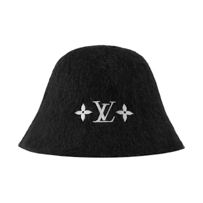 (Women) Louis Vuitton Logo Nylon Bucket Hat Women Black M7792M
