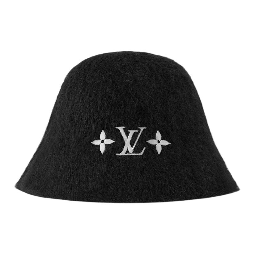 Order (W) Louis Vuitton Topi Bucket Logo Nylon Wanita Hitam M7792M