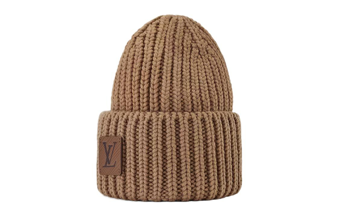 (Women) Louis Vuitton Logo Patch Knit Beanie Women Brown. M79133