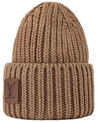 (W) 路易威登女士棕色Logo補丁針織毛帽 M79133 Order (W) 路易威登女士棕色Logo補丁針織毛帽 M79133