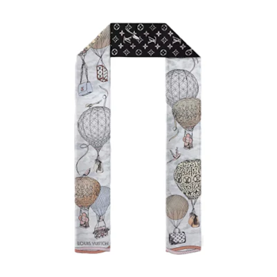 (Women) LOUIS VUITTON Logo Pattern Scarf Grey White. M79548