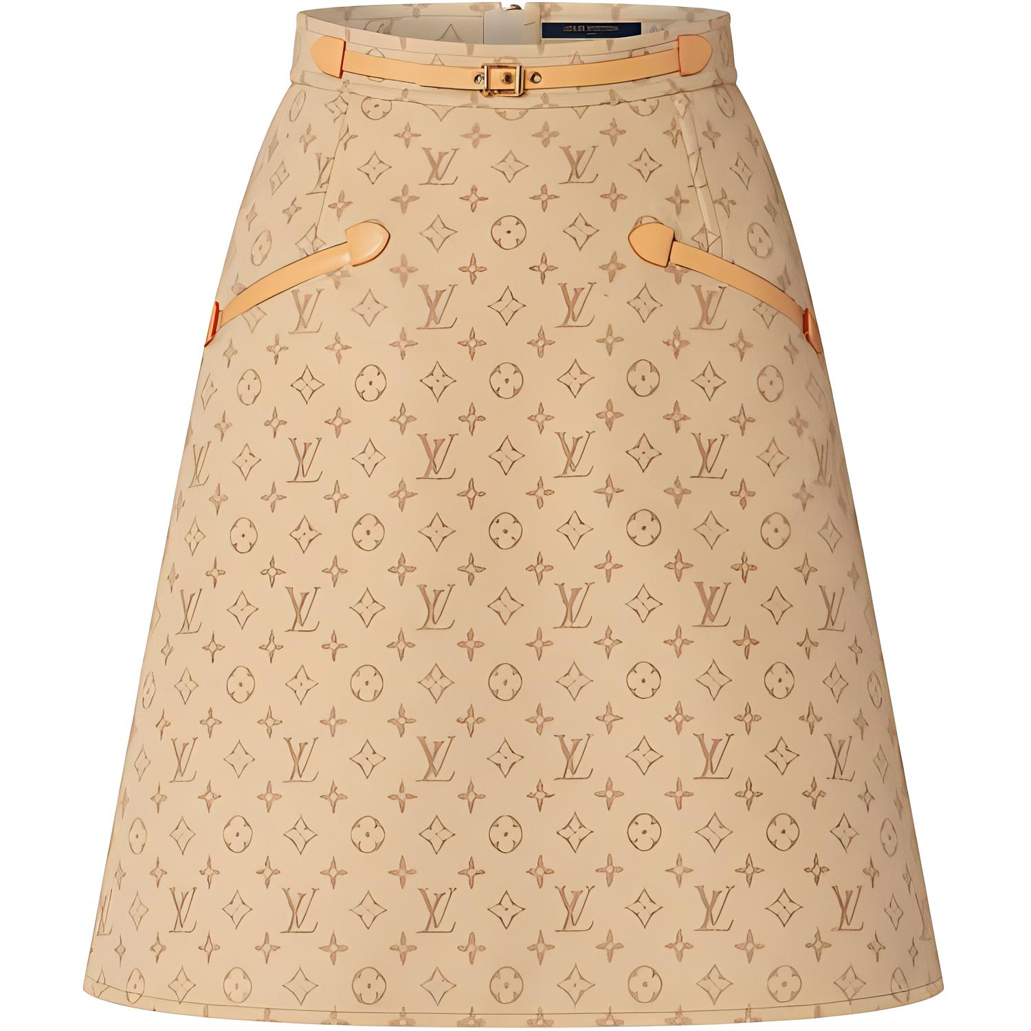 (Women) LOUIS VUITTON Logo Pattern Pockets Casual Skirt Women Khaki. 1AAAN9