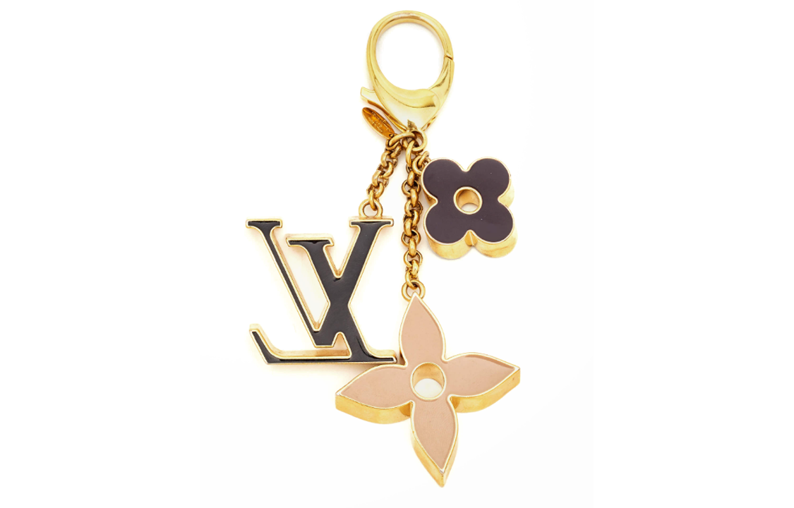Order (Women) LOUIS VUITTON Logo Pendant Metallic Enamel Keychain Women Gold. M01652